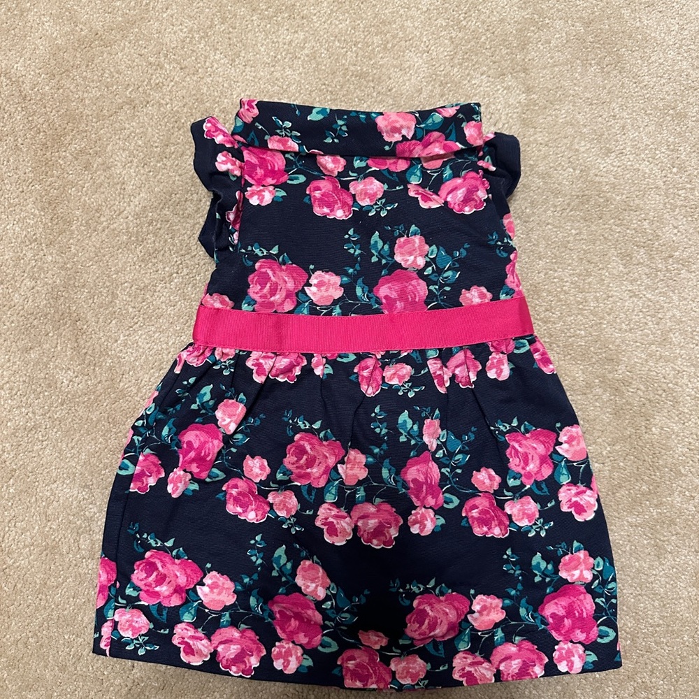 Janie and Jack Navy Floral Dress with Pink Highlights